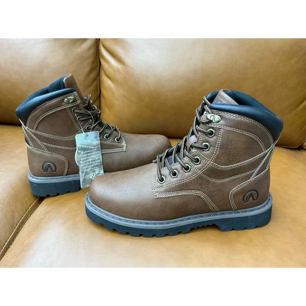 Nevados Rodney Work Boots Mens 8M Reddish Brown New Rugged Utility Lace Up
